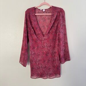 Victoria’s Secret Vintage 1991 Burgundy Maroon Slip Cover Up Lingerie Nightgown